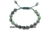 CGB8658 8mm,10mm round ruby zoisite adjustable macrame bracelets