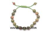 CGB8660 8mm,10mm round unakite adjustable macrame bracelets