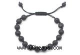 CGB8668 8mm,10mm round black lava adjustable macrame bracelets