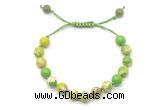 CGB8672 8mm,10mm round green sea sediment jasper adjustable macrame bracelets