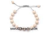 CGB8673 8mm,10mm round white fossil jasper adjustable macrame bracelets