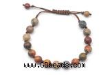 CGB8677 8mm,10mm round picasso jasper adjustable macrame bracelets