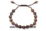 CGB8683 8mm,10mm round elephant skin jasper adjustable macrame bracelets