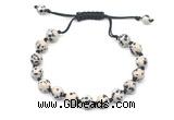 CGB8684 8mm,10mm round dalmatian jasper adjustable macrame bracelets