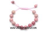 CGB8688 8mm,10mm round pink wooden jasper adjustable macrame bracelets