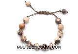 CGB8691 8mm,10mm round brown zebra jasper adjustable macrame bracelets