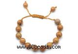 CGB8692 8mm,10mm round wooden jasper adjustable macrame bracelets