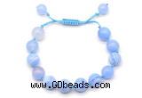 CGB8708 8mm,10mm round blue banded agate adjustable macrame bracelets