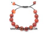 CGB8711 8mm,10mm round red banded agate adjustable macrame bracelets