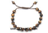 CGB8727 8mm,10mm round grade AA yellow tiger eye adjustable macrame bracelets