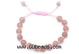 CGB8744 8mm,10mm round strawberry quartz adjustable macrame bracelets