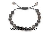 CGB8745 8mm,10mm round smoky quartz adjustable macrame bracelets