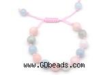 CGB8757 8mm,10mm round morganite adjustable macrame bracelets