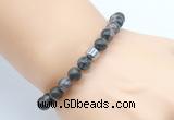 CGB8848 8mm, 10mm grey opal & drum hematite power beads bracelets