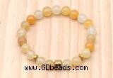 CGB8865 8mm, 10mm yellow aventurine, drum & rondelle hematite beaded bracelets