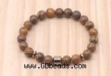 CGB8869 8mm, 10mm elephant skin jasper, drum & rondelle hematite beaded bracelets