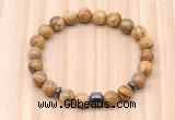 CGB8870 8mm, 10mm picture jasper, drum & rondelle hematite beaded bracelets