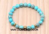 CGB8872 8mm, 10mm blue sea sediment jasper, drum & rondelle hematite beaded bracelets