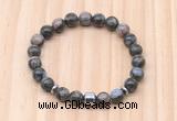 CGB8878 8mm, 10mm grey opal, drum & rondelle hematite beaded bracelets