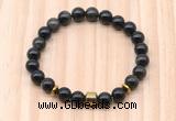 CGB8881 8mm, 10mm golden obsidian, drum & rondelle hematite beaded bracelets