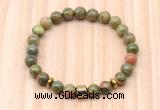 CGB8887 8mm, 10mm unakite, drum & rondelle hematite beaded bracelets