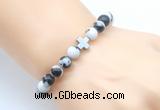 CGB8904 8mm, 10mm black & white jasper & cross hematite power beads bracelets