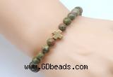 CGB8917 8mm, 10mm unakite & cross hematite power beads bracelets