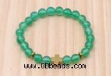 CGB8922 8mm, 10mm green agate, cross & rondelle hematite beaded bracelets