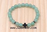 CGB8923 8mm, 10mm green aventurine, cross & rondelle hematite beaded bracelets