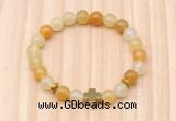 CGB8925 8mm, 10mm yellow aventurine, cross & rondelle hematite beaded bracelets