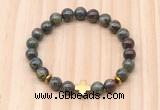 CGB8931 8mm, 10mm dragon blood jasper, cross & rondelle hematite beaded bracelets