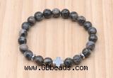 CGB8938 8mm, 10mm grey opal, cross & rondelle hematite beaded bracelets