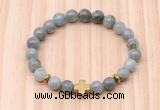 CGB8939 8mm, 10mm labradorite, cross & rondelle hematite beaded bracelets