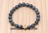 CGB8940 8mm, 10mm black labradorite, cross & rondelle hematite beaded bracelets