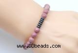 CGB8956 8mm, 10mm pink wooden jasper & rondelle hematite beaded bracelets