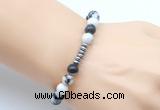 CGB8964 8mm, 10mm black & white jasper & rondelle hematite beaded bracelets