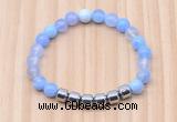 CGB8981 8mm, 10mm blue agate & drum hematite beaded bracelets