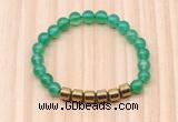 CGB8982 8mm, 10mm green agate & drum hematite beaded bracelets