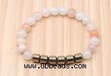 CGB8984 8mm, 10mm pink aventurine & drum hematite beaded bracelets