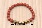 CGB8987 8mm, 10mm red jasper & drum hematite beaded bracelets