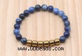 CGB9005 8mm, 10mm sodalite & drum hematite beaded bracelets