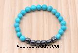 CGB9006 8mm, 10mm turquoise & drum hematite beaded bracelets