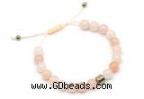 CGB9024 8mm, 10mm pink aventurine & drum hematite adjustable bracelets