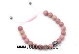 CGB9026 8mm, 10mm pink wooden jasper & drum hematite adjustable bracelets