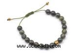 CGB9031 8mm, 10mm dragon blood jasper & drum hematite adjustable bracelets