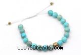 CGB9032 8mm, 10mm blue sea sediment jasper & drum hematite adjustable bracelets