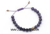 CGB9044 8mm, 10mm amethyst & drum hematite adjustable bracelets