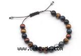 CGB9048 8mm, 10mm colorful tiger eye & drum hematite adjustable bracelets