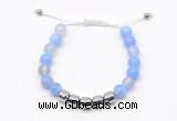 CGB9061 8mm, 10mm blue agate & drum hematite adjustable bracelets