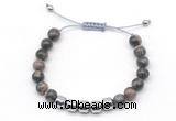 CGB9078 8mm, 10mm grey opal & drum hematite adjustable bracelets